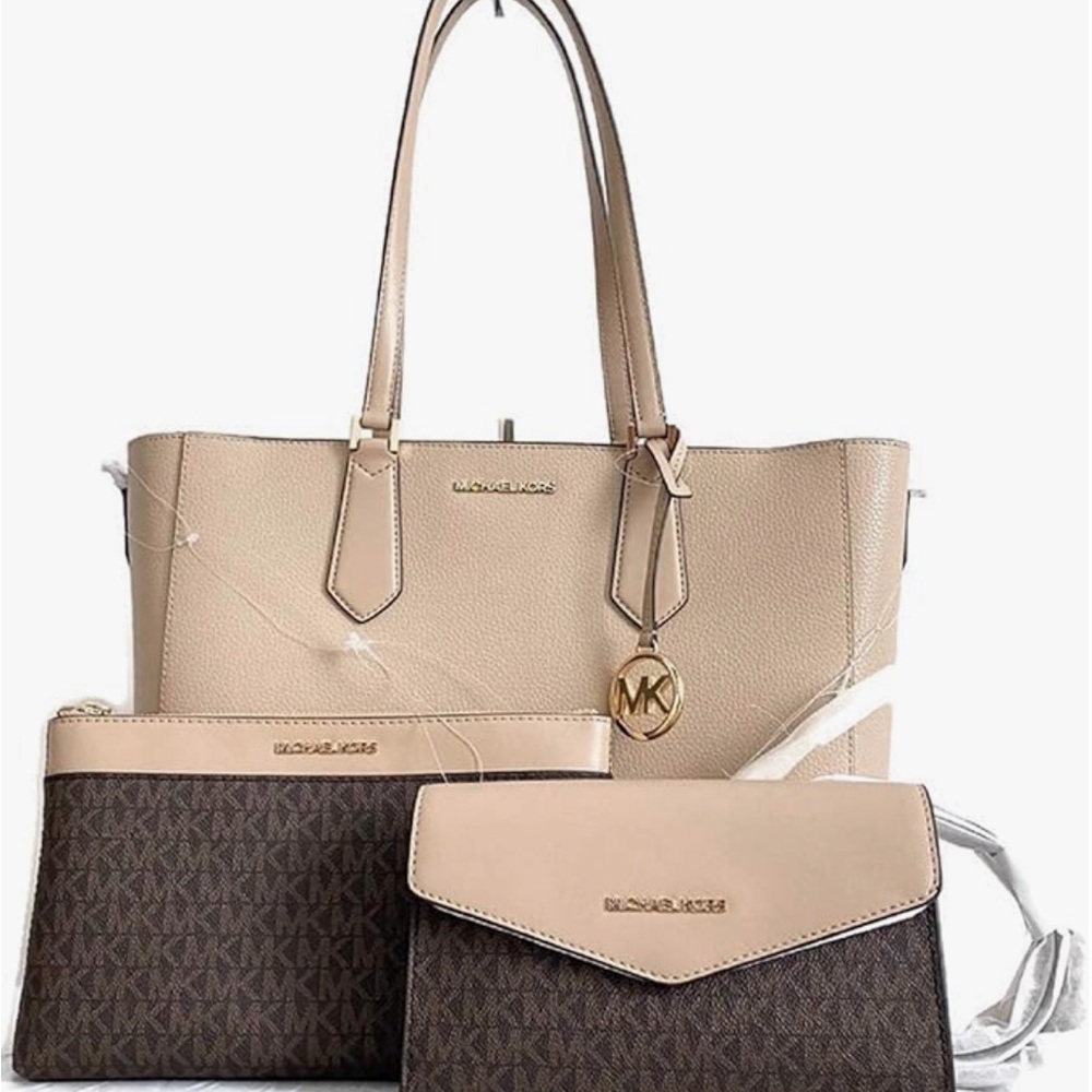 NWT MSRP $528 Michael Kors MK Kimberly 3-in-1 Tote+ Pouch + Crossbody All in!